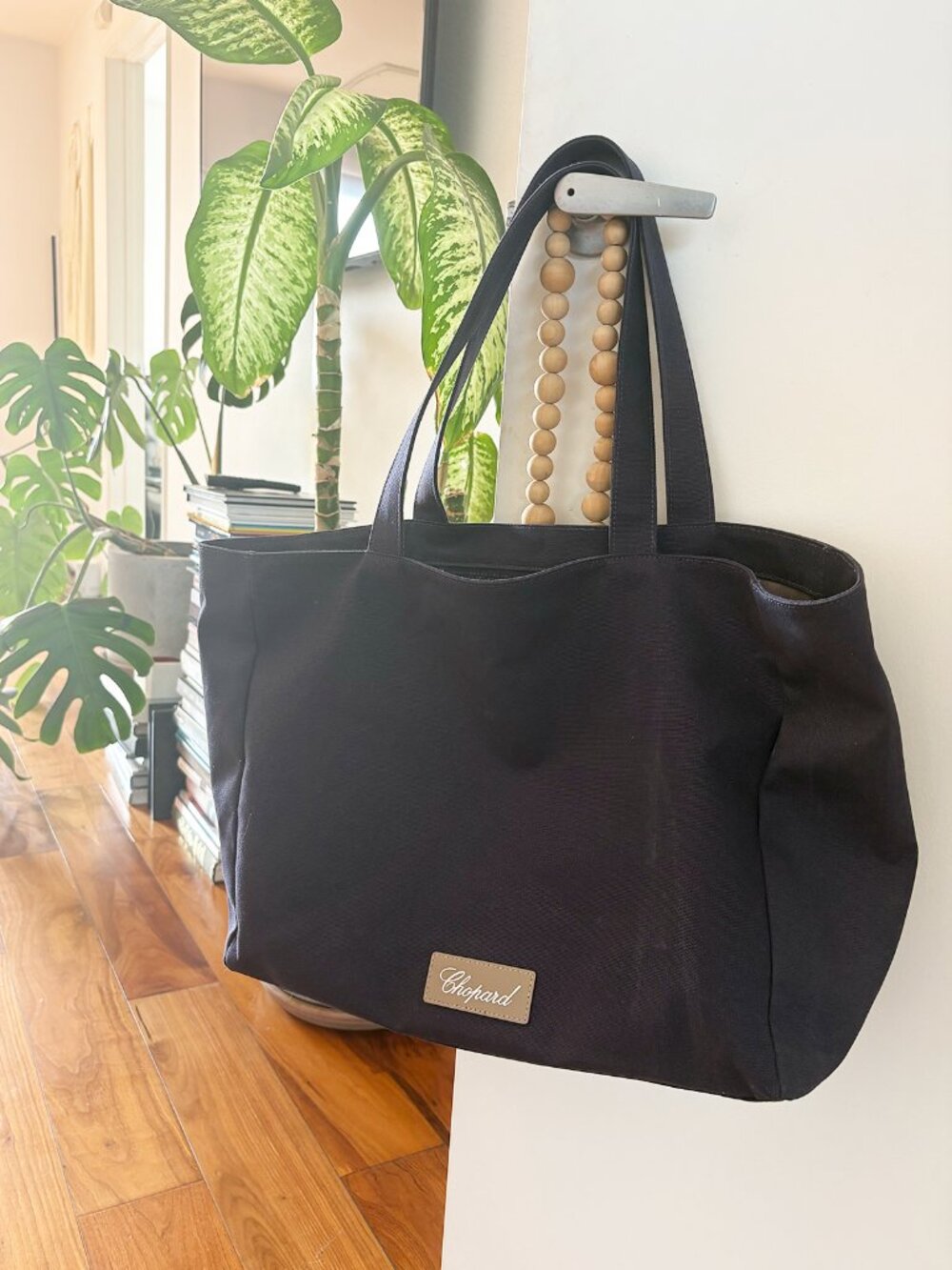 Chopard Luxury Brand Canvas Tote Bag — Navy